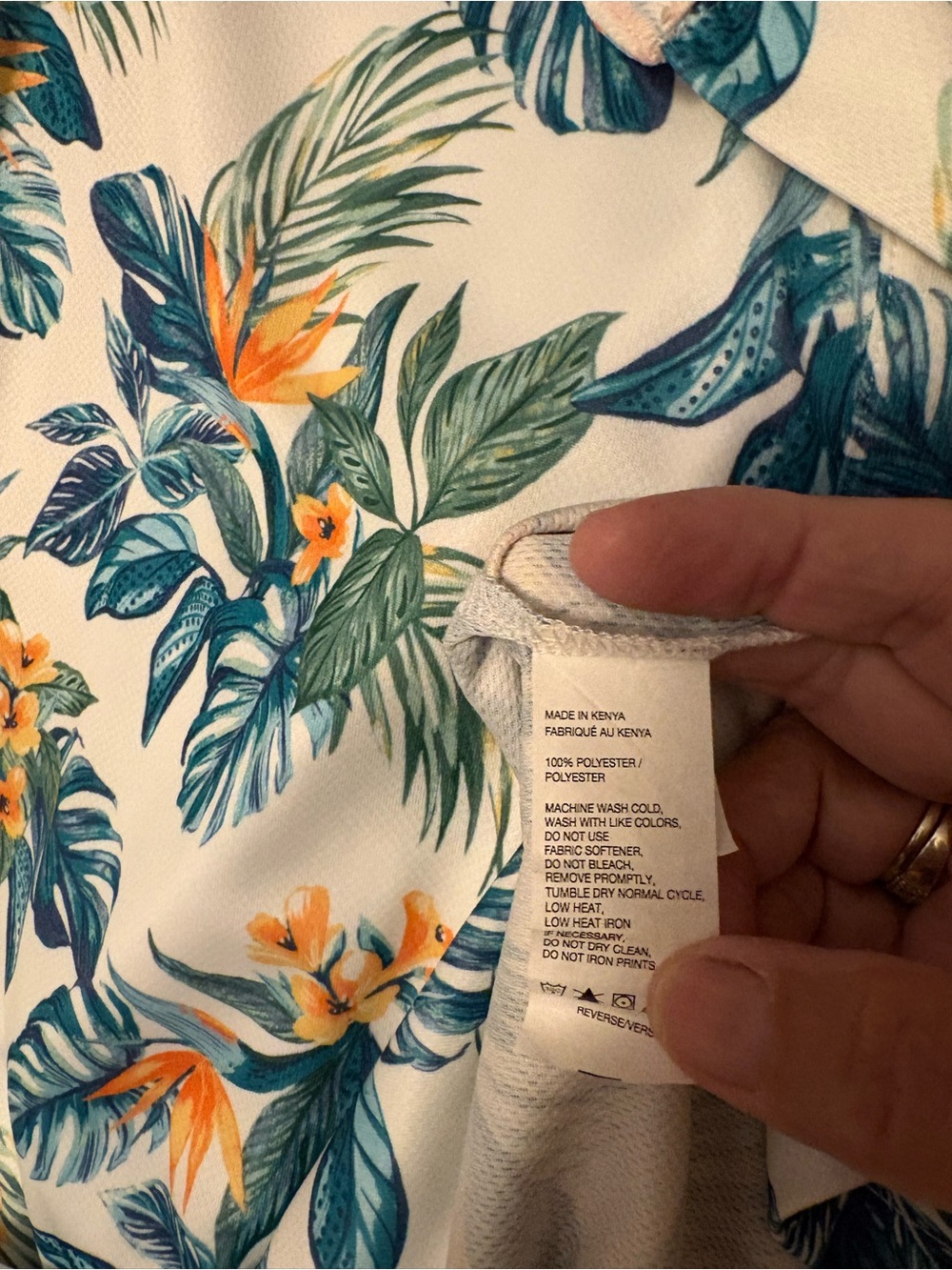 Izod White Short-Sleeve Polo with Teal and Orange Tropical Print Size 4XB